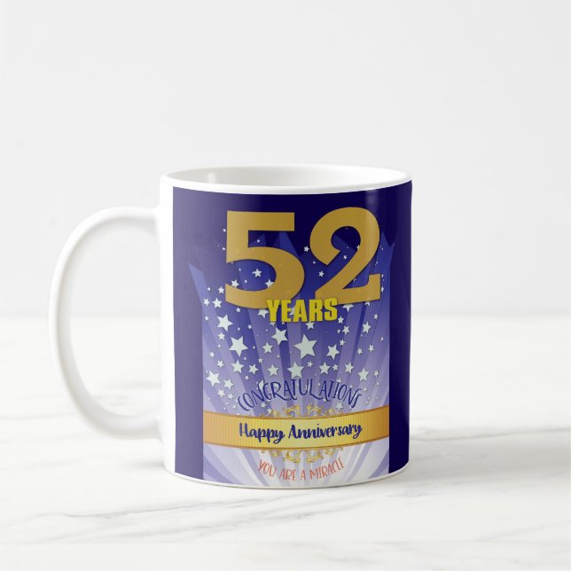 52 Year CUSTOM Recovery Anniversary Bold Numeral Coffee Mug (Left)