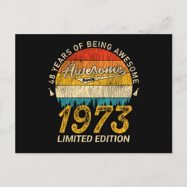 52 Year Old 1973 Retro Awesome 52nd Birthday Gift Postcard (Front)