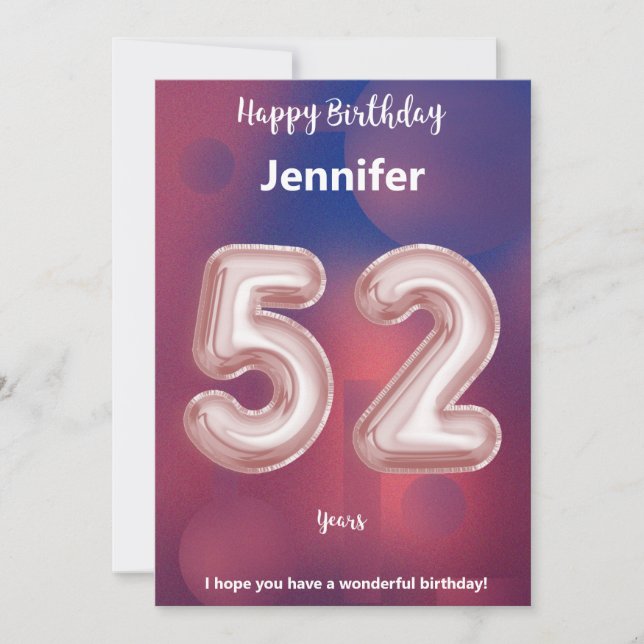 52 year old Happy Birthday card (Front)