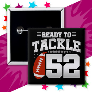 52 Year Old Tackle Football Party 52nd Birthday 15 Cm Square Badge