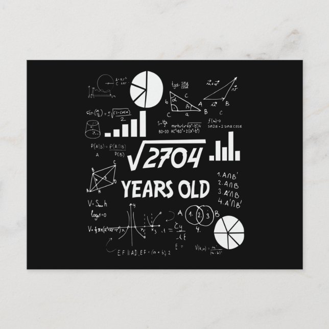 52 Years Old Bday Math Teacher 52nd Birthday Gift Postcard (Front)