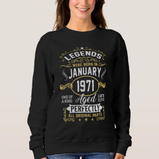 52 Years Old  Vintage January 1971 52nd Birthday Sweatshirt