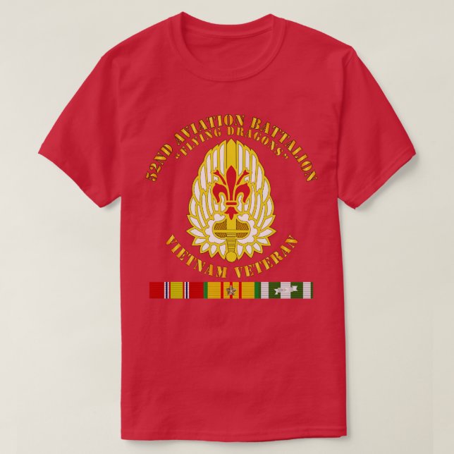 52nd Avn Bn Flying Dragons Vietnam Vet w VN SVC T-Shirt (Design Front)