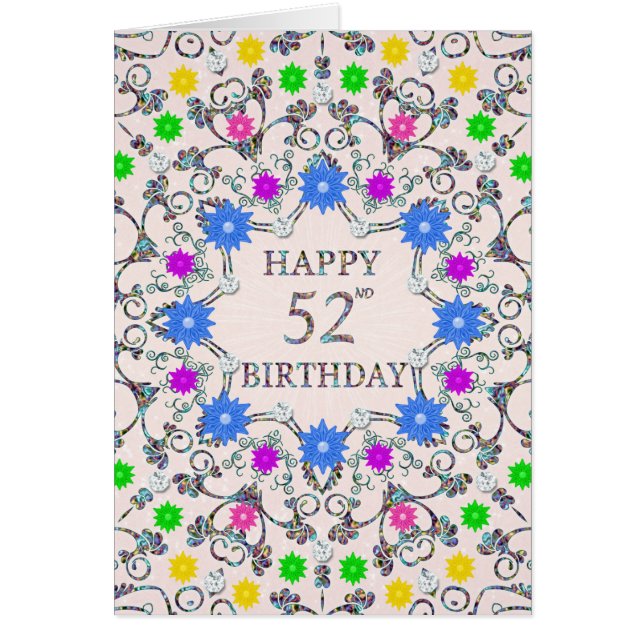 52nd Birthday Abstract Flowers  (Front)