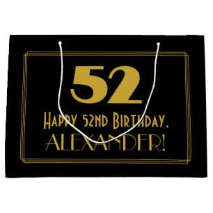 52nd Birthday — Art Deco Inspired Look "52" & Na Large Gift Bag