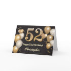 52nd Birthday Black and Gold Balloons Birthday