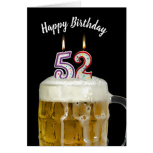 52nd birthday candles in beer