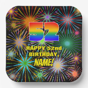 52nd Birthday: Colourful, Fun Celebratory Firework Paper Plate