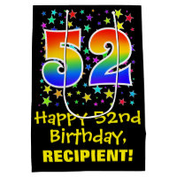 52nd Birthday: Colourful Stars Pattern & Rainbow 5
