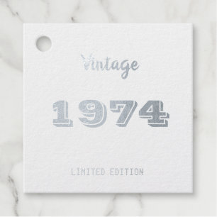 52nd Birthday Foil Favour Tags – Vintage 1974 Limi