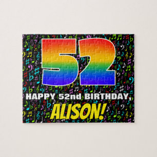 52nd Birthday — Fun, Colourful Music Symbols & “52 Jigsaw Puzzle
