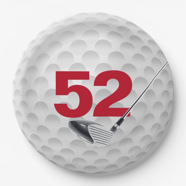 52nd Birthday Golf Ball Design  Paper Plate (Front)