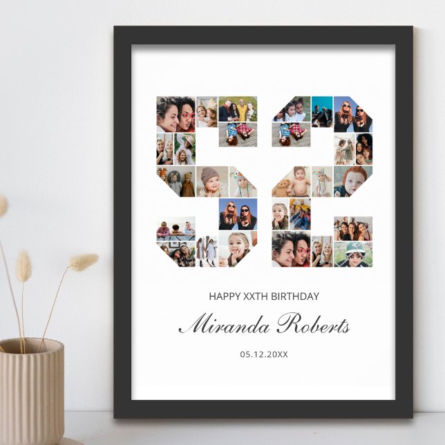 52nd Birthday Number 52 Custom Photo Collage Poster (Creator Uploaded)