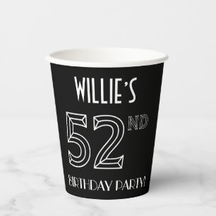 52nd Birthday Party: Art Deco Style + Custom Name Paper Cups