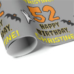 52nd Birthday: Spooky Halloween Theme, Custom Name Wrapping Paper<br><div class="desc">This spooky and scary Hallowe'en birthday themed wrapping paper design features a large number "52". It also features the message "HAPPY BIRTHDAY, ", plus a customisable name. There are also depictions of a ghost and a bat on the front. Wrapping paper like this might be fun to use when wrapping...</div>