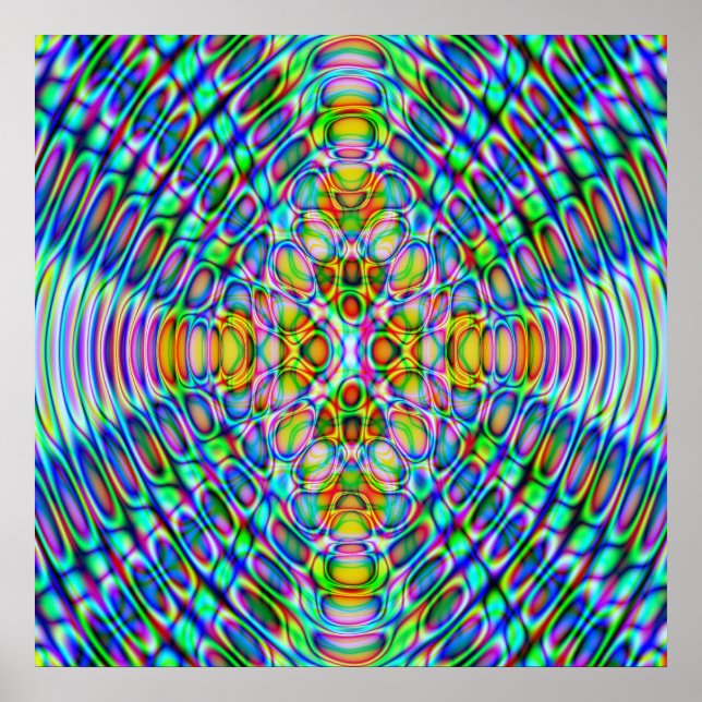 52x52 or Smaller Poster, Psychedelic Blue Gold Poster (Front)