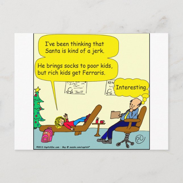 530 santa is a jerk cartoon holiday postcard (Front)