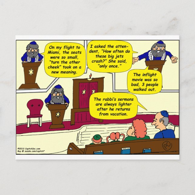 531 Rabbi Vacation cartoon Postcard (Front)