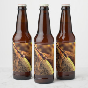 534424932Elegant Red Darter Dragonfly Insect Art Beer Bottle Label