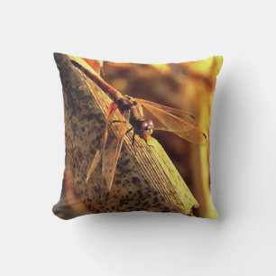 534424932Elegant Red Darter Dragonfly Insect Art Cushion