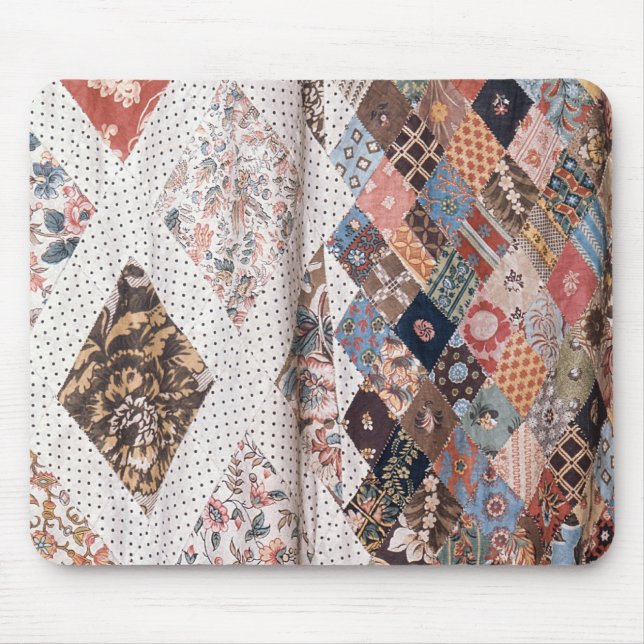 53:Detail of a patchwork quilt made by Mrs Mouse Pad (Front)