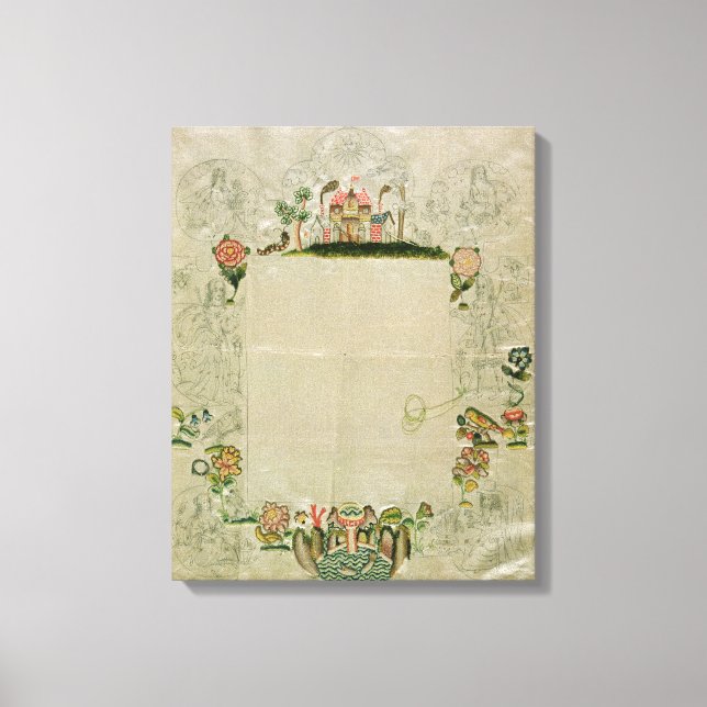 53:Mirror frame, unfinished embroidery in coloured Canvas Print (Front)