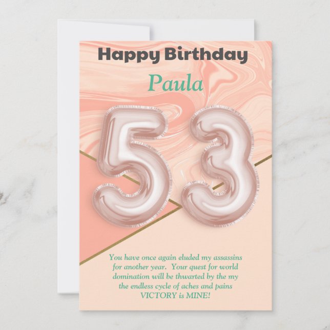 53 year old girls Happy Birthday card (Front)