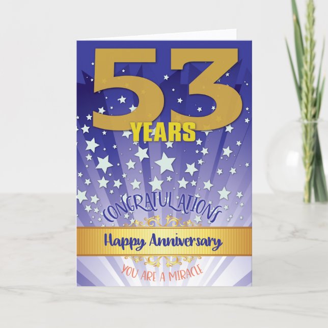 53 Year Recovery Anniversary Bold Numeral Card (Front)