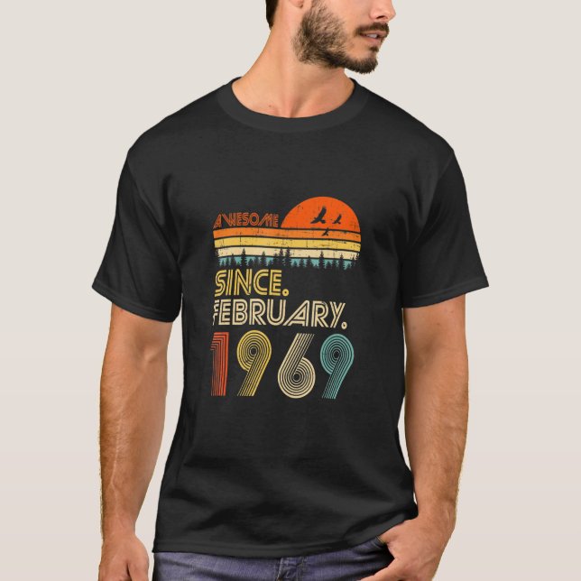 53rd Birthday 53 Year Old Awesome Since February 1 T-Shirt (Front)