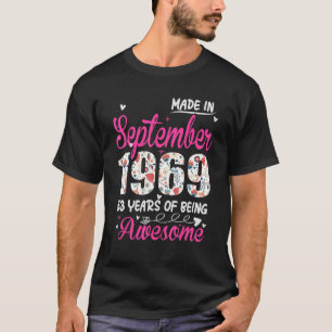 53rd Birthday Awesome Since September 1969 Floral T-Shirt