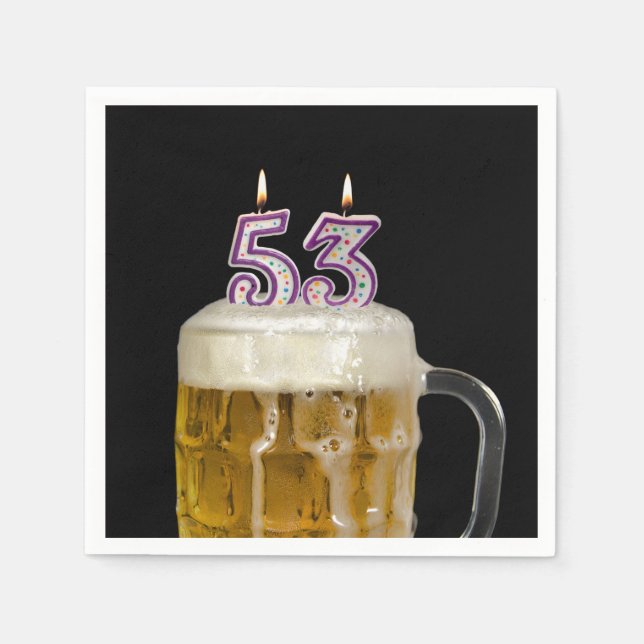 53rd Birthday Beer on black Napkin (Front)