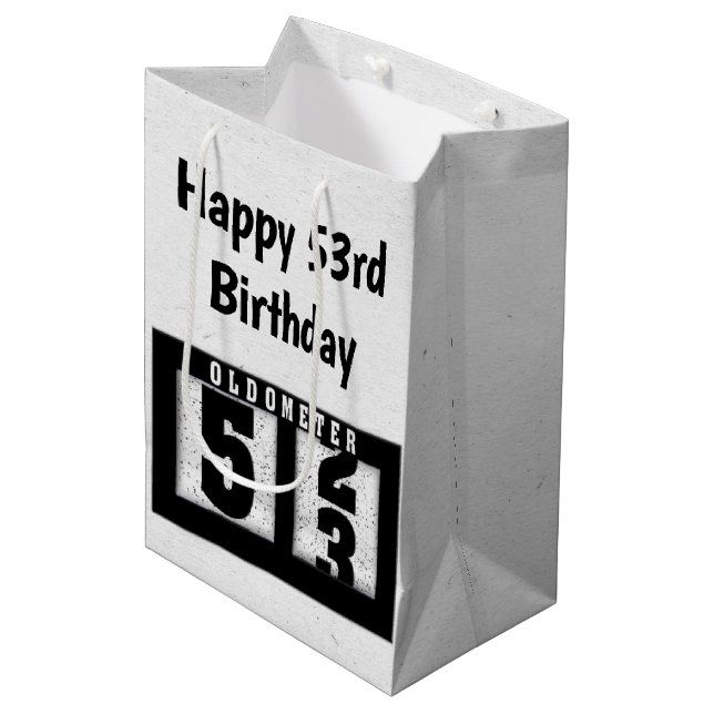 53rd Birthday Black Odometer   Medium Gift Bag (Front Angled)