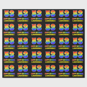 53rd Birthday: Bold, Fun, Simple, Rainbow 53 Wrapping Paper
