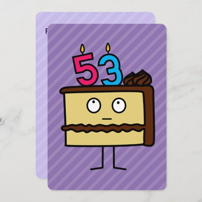 53rd Birthday Cake with Candles Invitation (Front/Back)