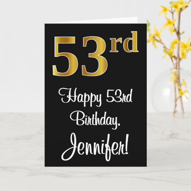53rd Birthday ~ Elegant Luxurious Faux Gold Look # Card (Yellow Flower)