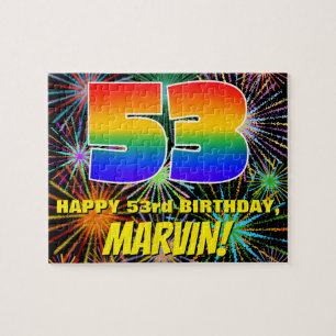 53rd Birthday: Fun, Colourful Celebratory Firework Jigsaw Puzzle