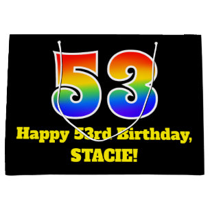 53rd Birthday ~ Fun, Colourful, Vibrant, Rainbow 5 Large Gift Bag