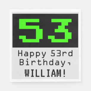 53rd Birthday - Nerdy / Geeky Style "53" & Name Napkin