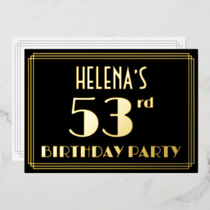 53rd Birthday Party: Art Deco Look “53”, w/ Name
