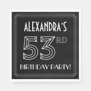 53rd Birthday Party: Art Deco Style + Custom Name Napkin
