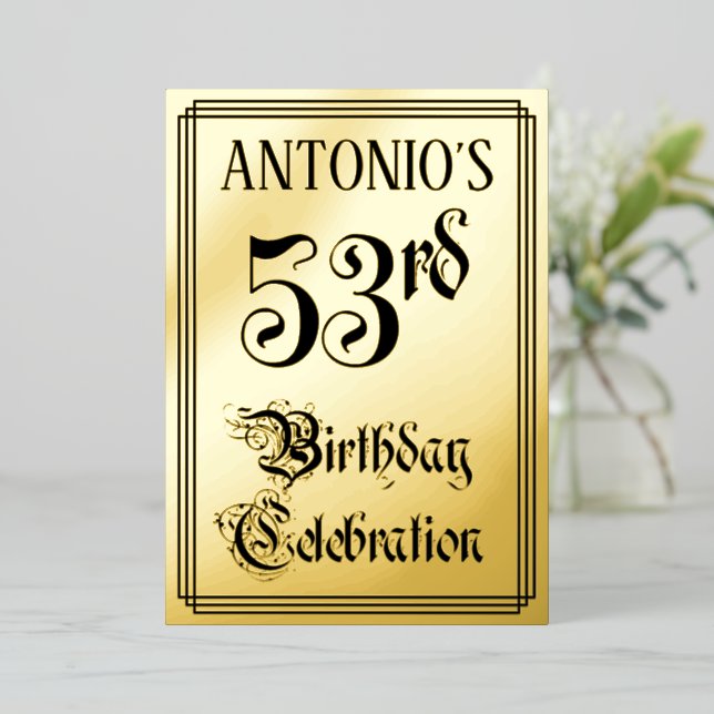 53rd Birthday Party — Elegant Script + Custom Name (Standing Front)