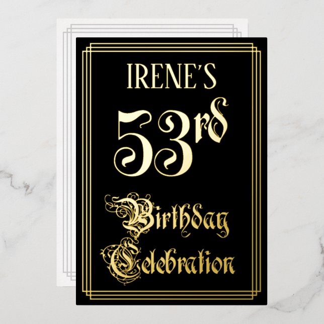53rd Birthday Party — Fancy Script & Custom Name (Front/Back)