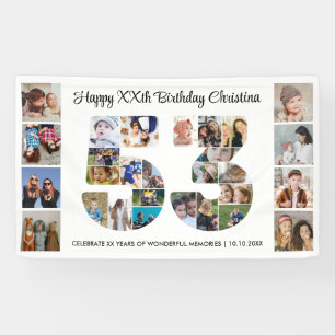 53rd Birthday Party Number 53 Photo Collage Banner