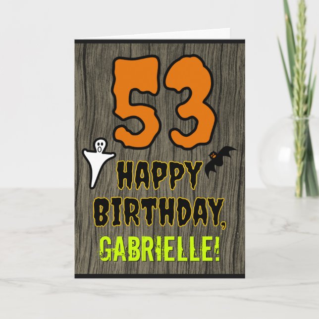 53rd Birthday: Spooky Halloween Theme, Custom Name Card (Front)