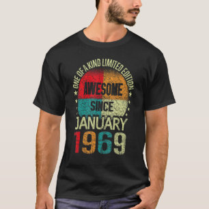 54 Year Awesome Since January 1969 Vintage 54th Bi T-Shirt
