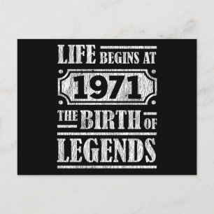 54 Year Old 1971 Birth Of Legend 54th Birthday Postcard