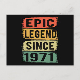 54 Years Old Bday 1971 Epic Legend 54th Birthday Postcard