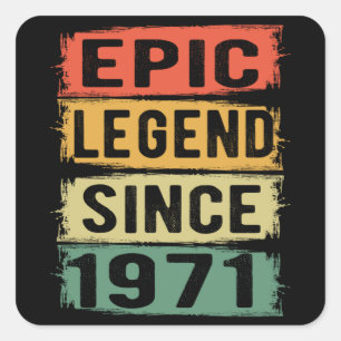 54 Years Old Bday 1971 Epic Legend 54th Birthday Square Sticker