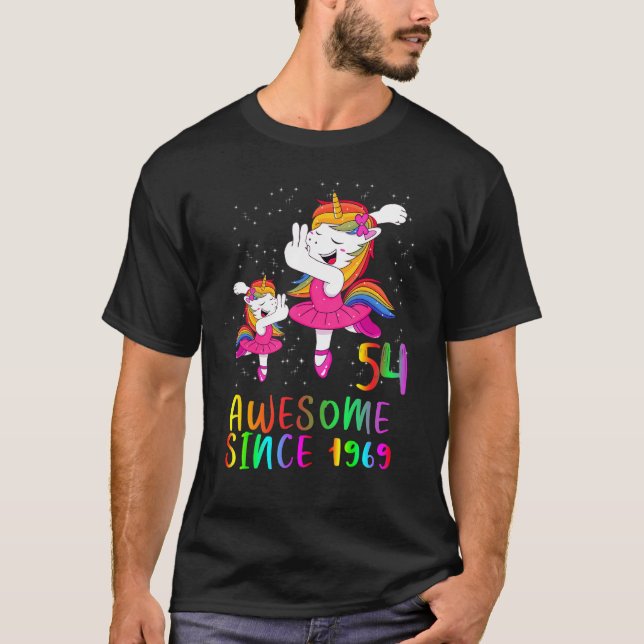 54 Years Old Birthday Unicorn Ballet Awesome Since T-Shirt (Front)