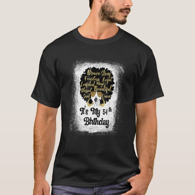 54 Years Old Leopard Melanin Girl It's My Birthday T-Shirt (Front)